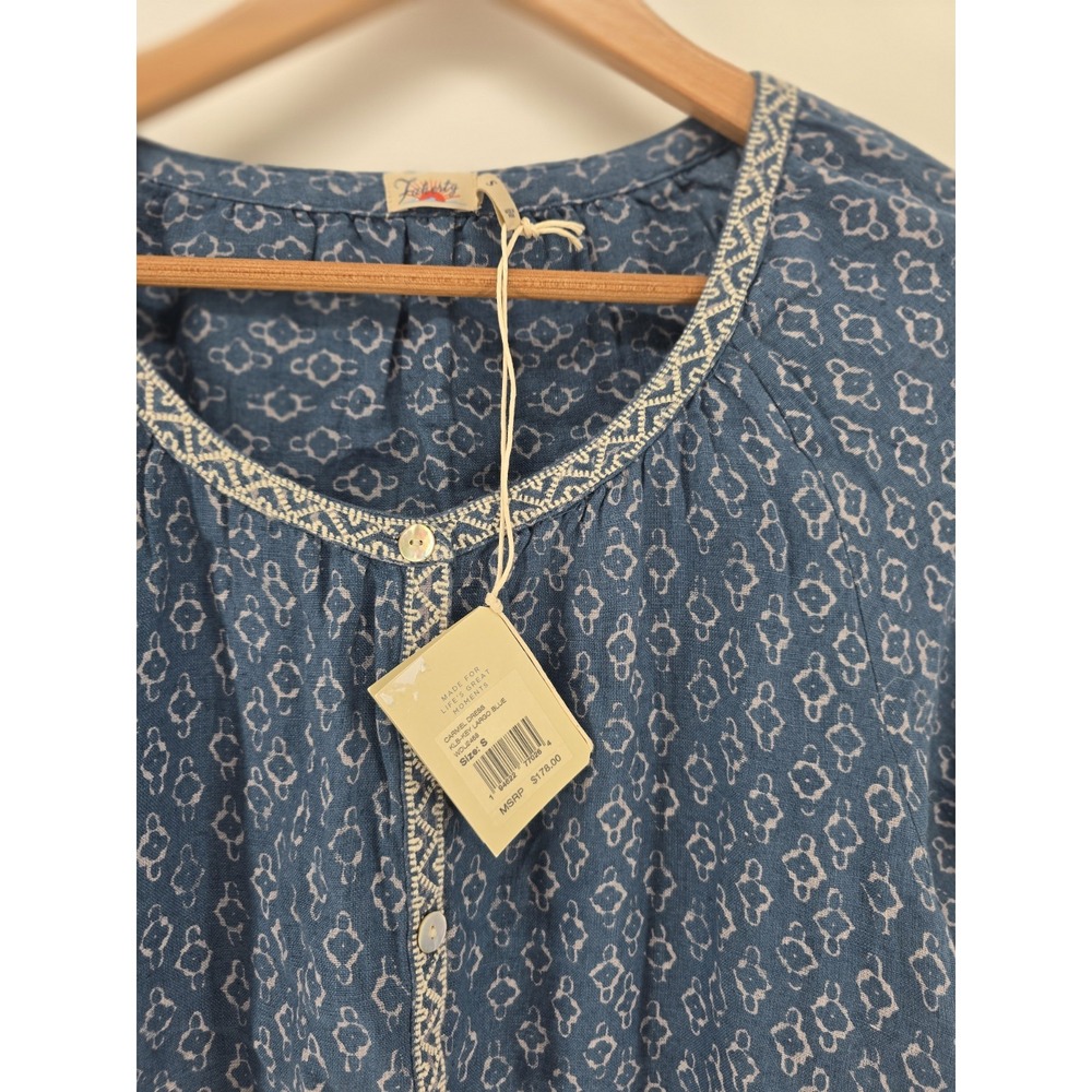 Faherty Blue Button-Front Mini Dress - Picture 3 of 6